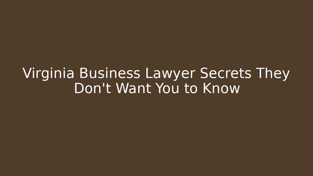 Virginia Business Lawyer Secrets They Don't Want You to Know