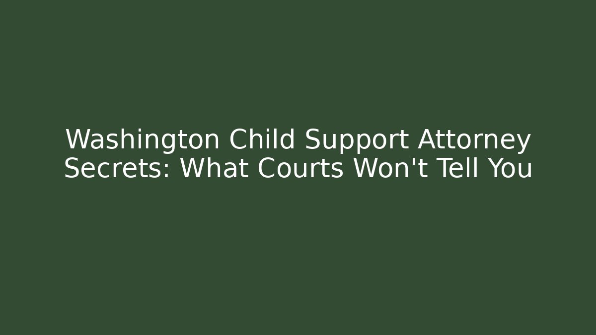 Washington Child Support Attorney Secrets: What Courts Won’t Tell You