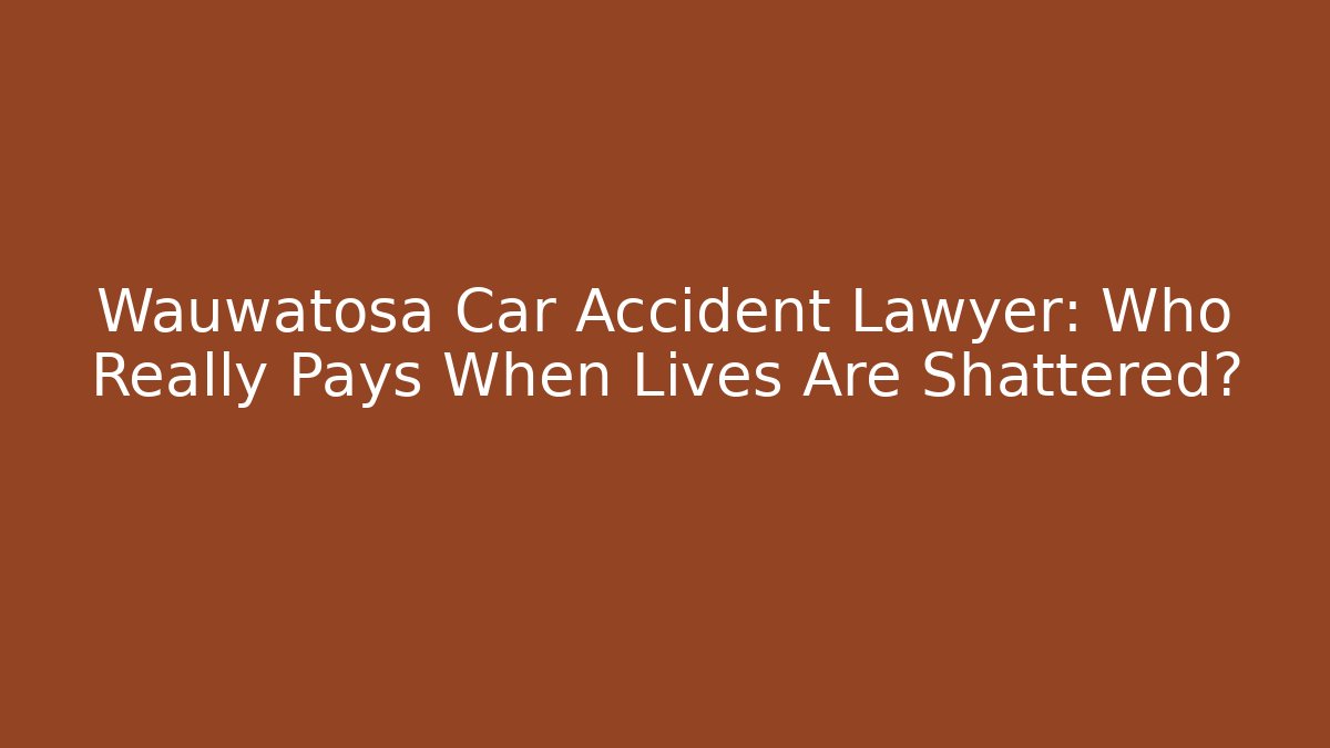 Wauwatosa Car Accident Lawyer: Who Really Pays When Lives Are Shattered?