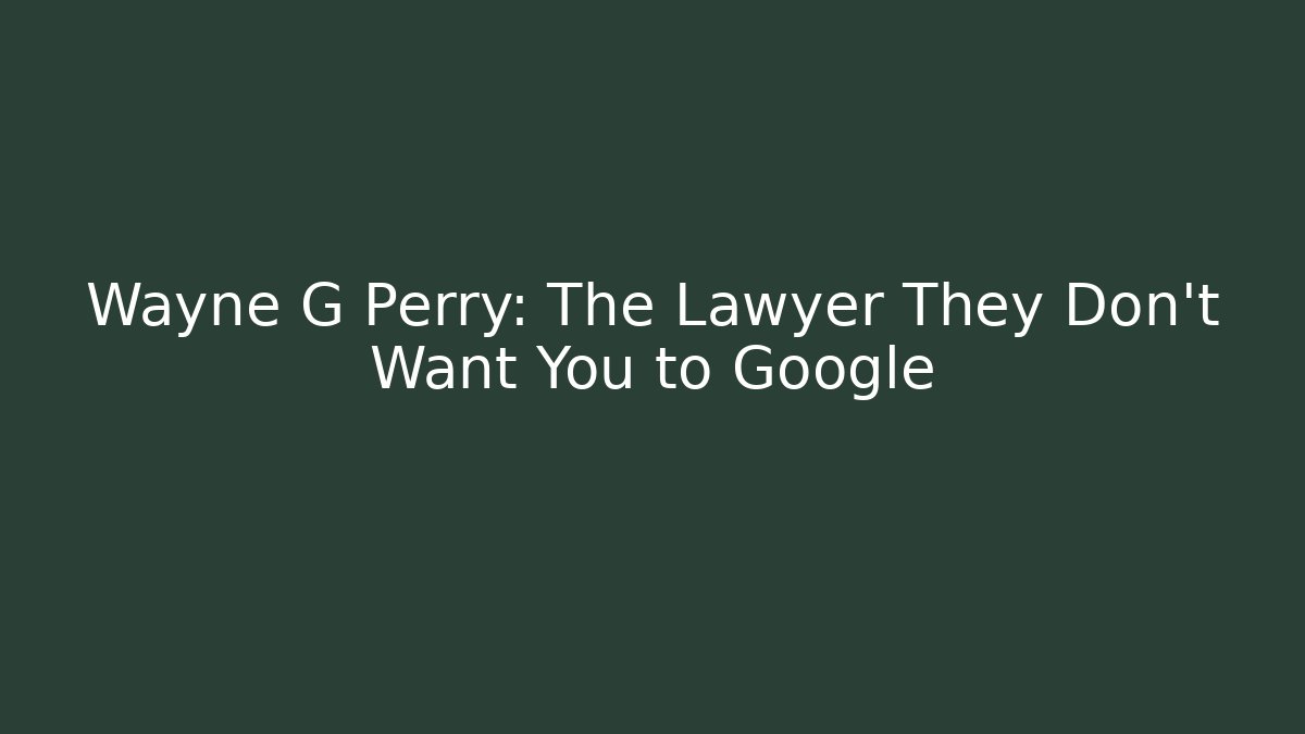 Wayne G Perry: The Lawyer They Don’t Want You to Google