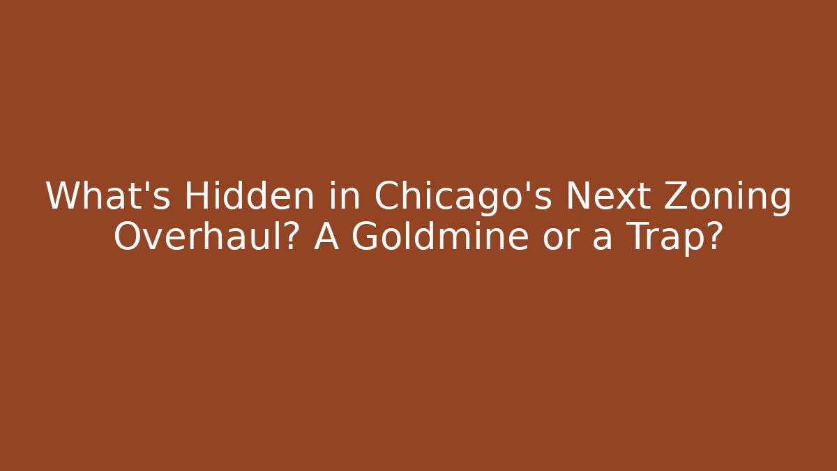 What’s Hidden in Chicago’s Next Zoning Overhaul? A Goldmine or a Trap?