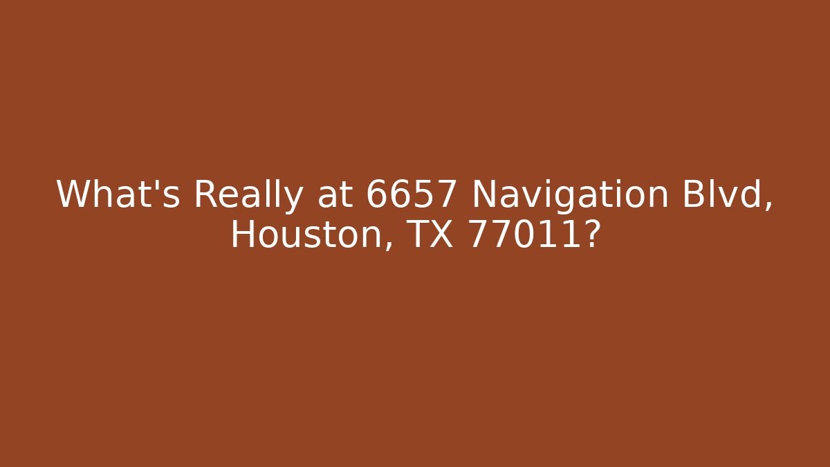 What’s Really at 6657 Navigation Blvd, Houston, TX 77011? - V Auction