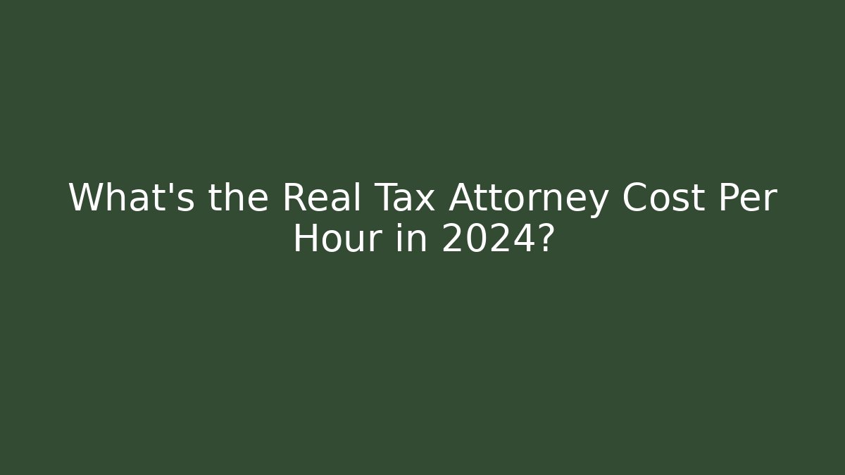 What’s the Real Tax Attorney Cost Per Hour in 2024?