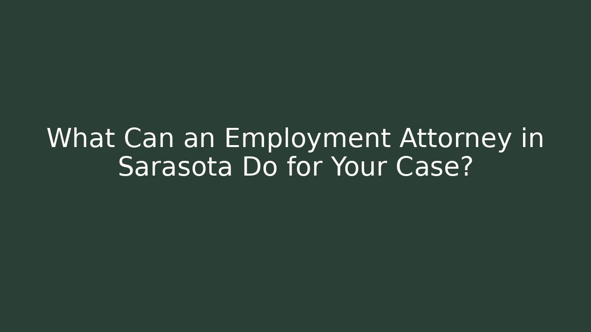 What Can an Employment Attorney in Sarasota Do for Your Case?