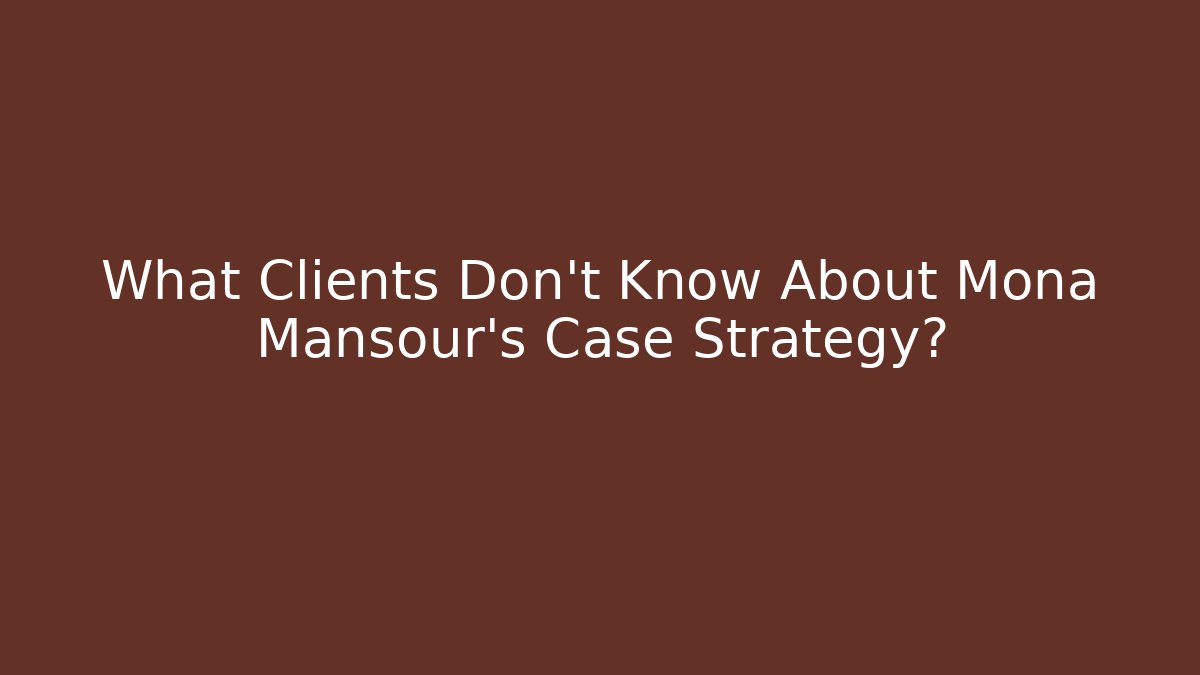 What Clients Don’t Know About Mona Mansour’s Case Strategy?