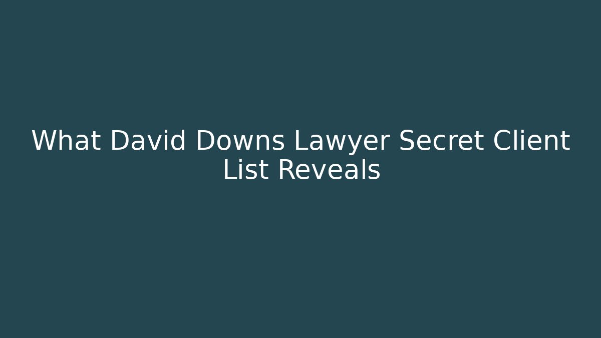 What David Downs Lawyer Secret Client List Reveals - V Auction