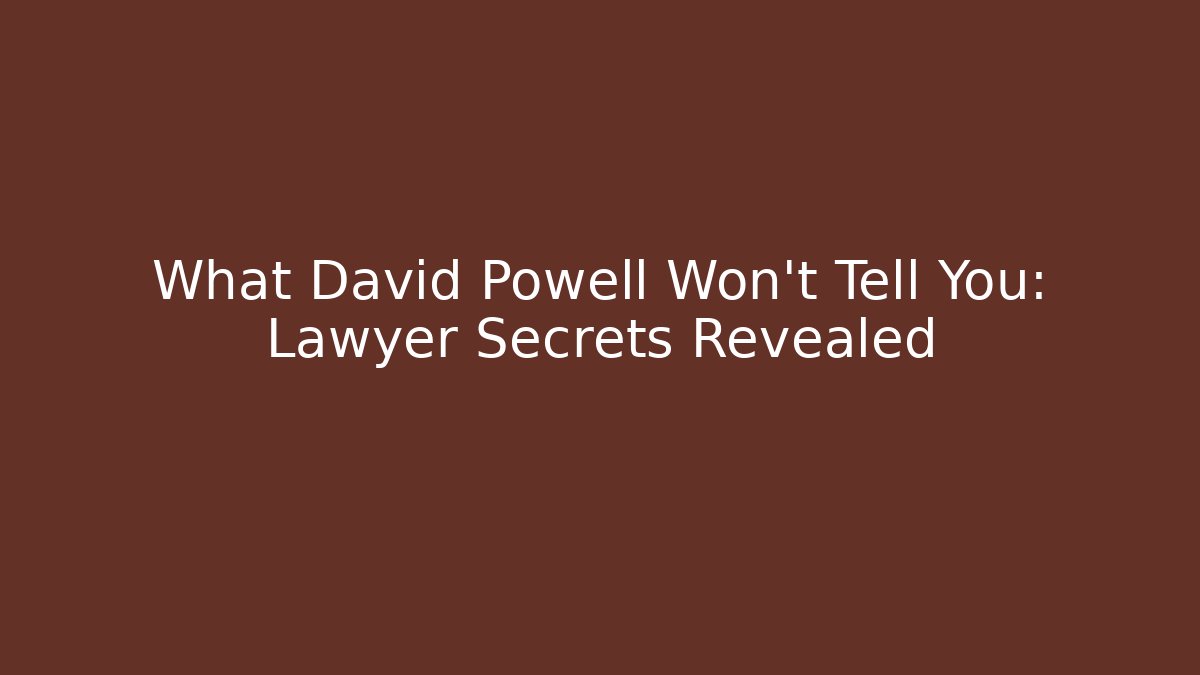 What David Powell Won't Tell You: Lawyer Secrets Revealed - V Auction