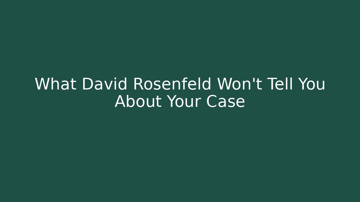 What David Rosenfeld Won't Tell You About Your Case