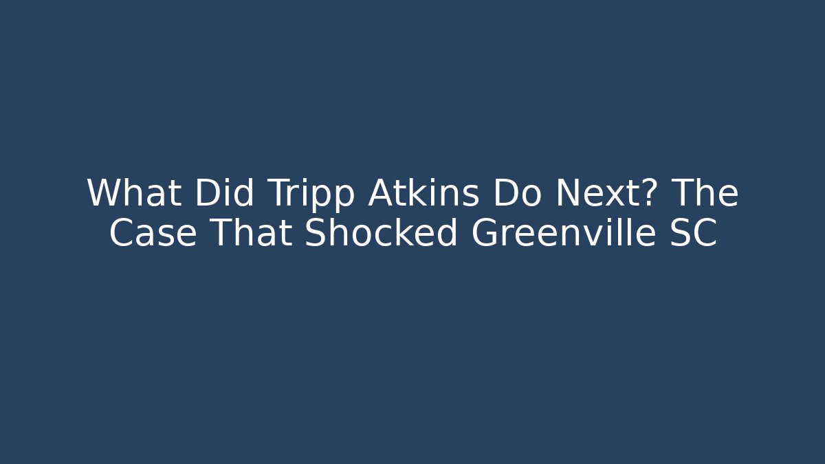 What Did Tripp Atkins Do Next? The Case That Shocked Greenville SC - V Auction