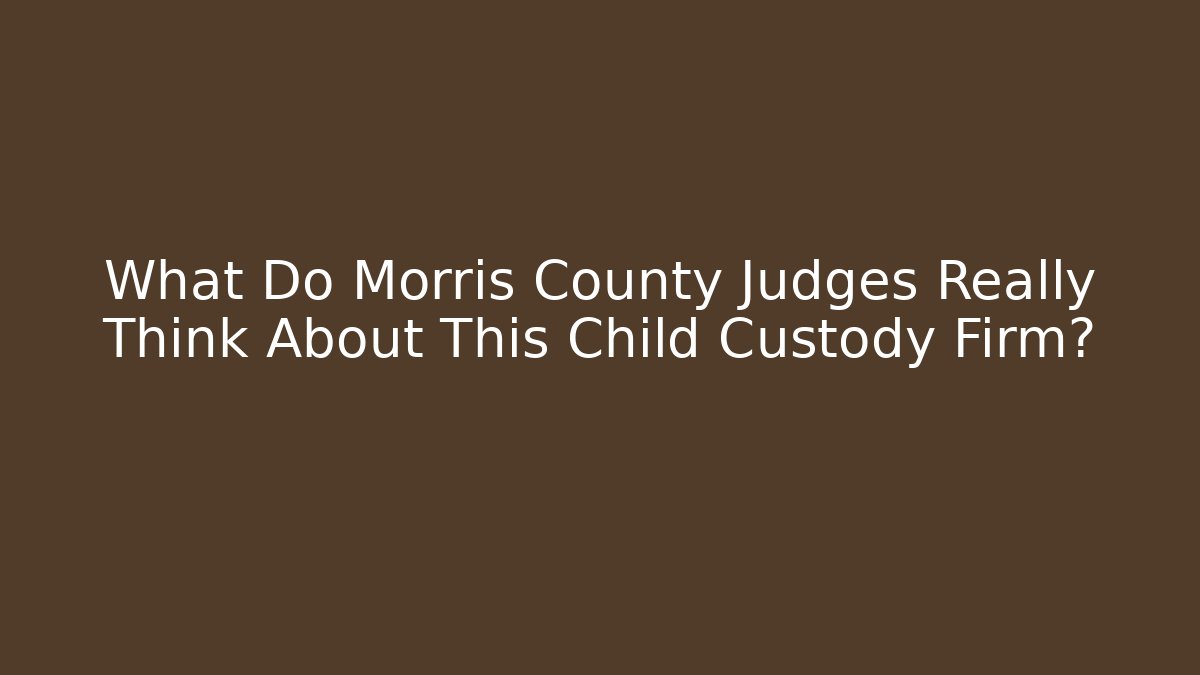 What Do Morris County Judges Really Think About This Child Custody Firm?