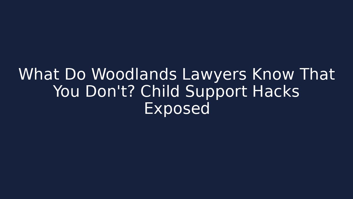 What Do Woodlands Lawyers Know That You Don’t? Child Support Hacks Exposed