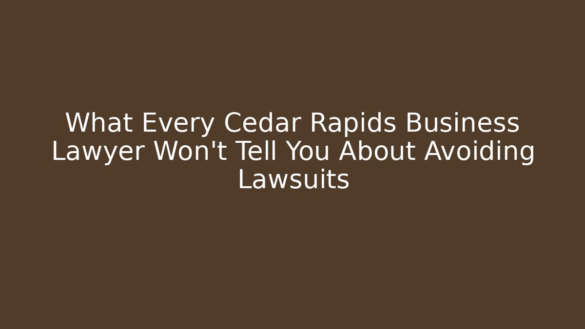 What Every Cedar Rapids Business Lawyer Won't Tell You About Avoiding Lawsuits - V Auction