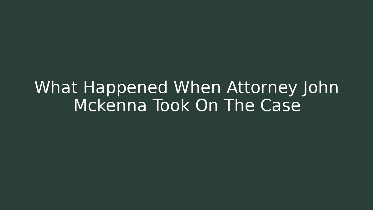 What Happened When Attorney John Mckenna Took On The Case