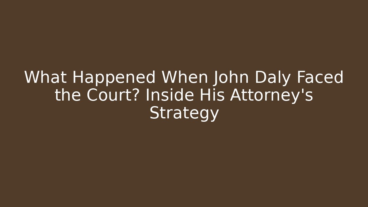 What Happened When John Daly Faced the Court? Inside His Attorney's Strategy