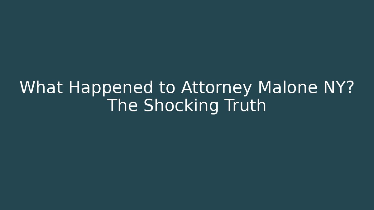 What Happened to Attorney Malone NY? The Shocking Truth - V Auction