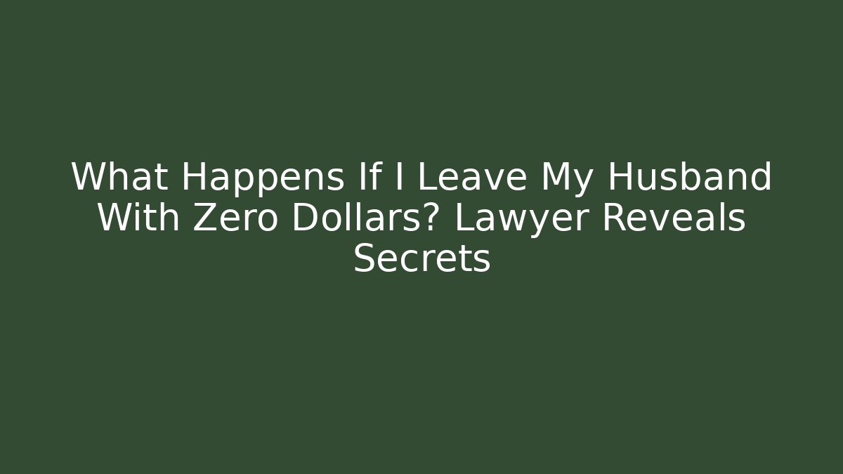 What Happens If I Leave My Husband With Zero Dollars? Lawyer Reveals Secrets - V Auction