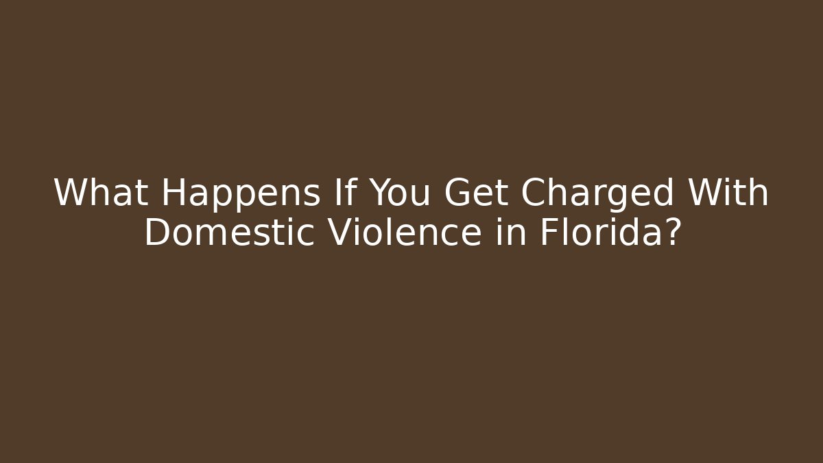 What Happens If You Get Charged With Domestic Violence in Florida?