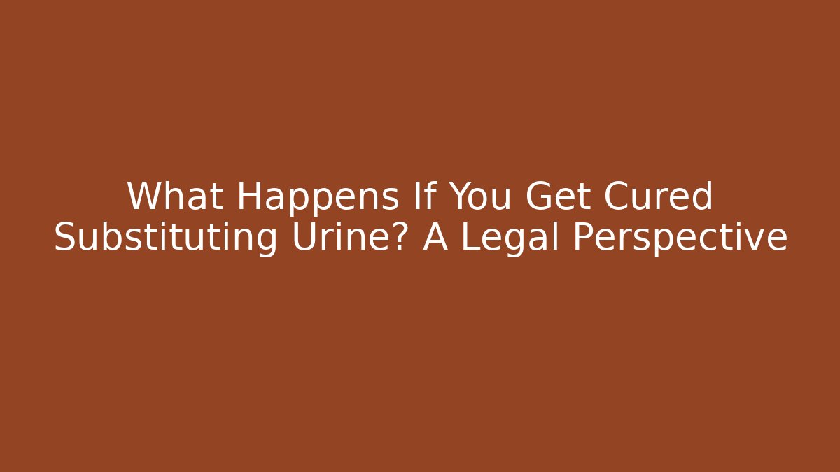 What Happens If You Get Cured Substituting Urine? A Legal Perspective