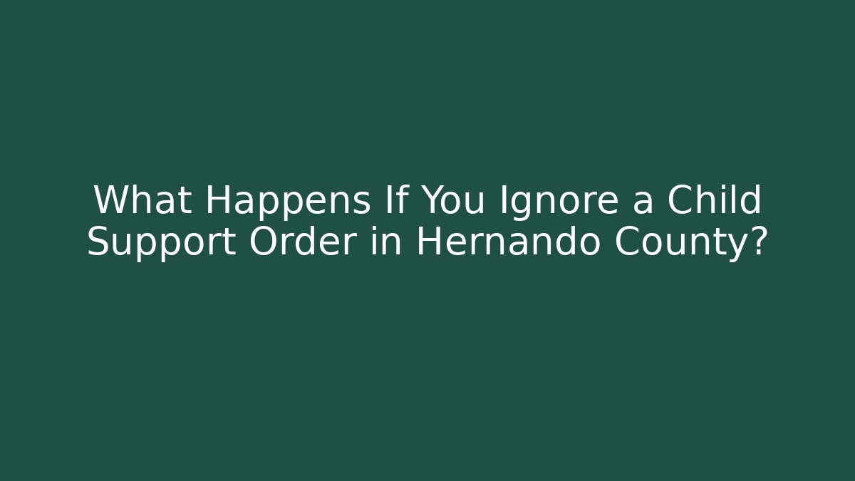 What Happens If You Ignore a Child Support Order in Hernando County? - V Auction
