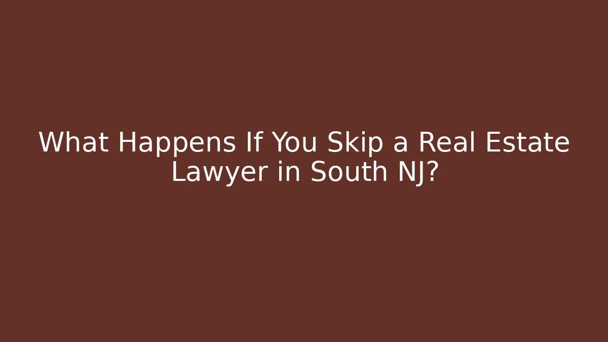 What Happens If You Skip a Real Estate Lawyer in South NJ?