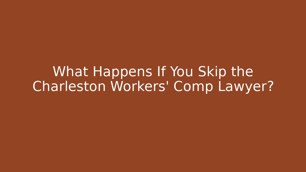 What Happens If You Skip the Charleston Workers’ Comp Lawyer?