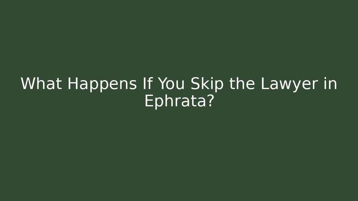 What Happens If You Skip the Lawyer in Ephrata?