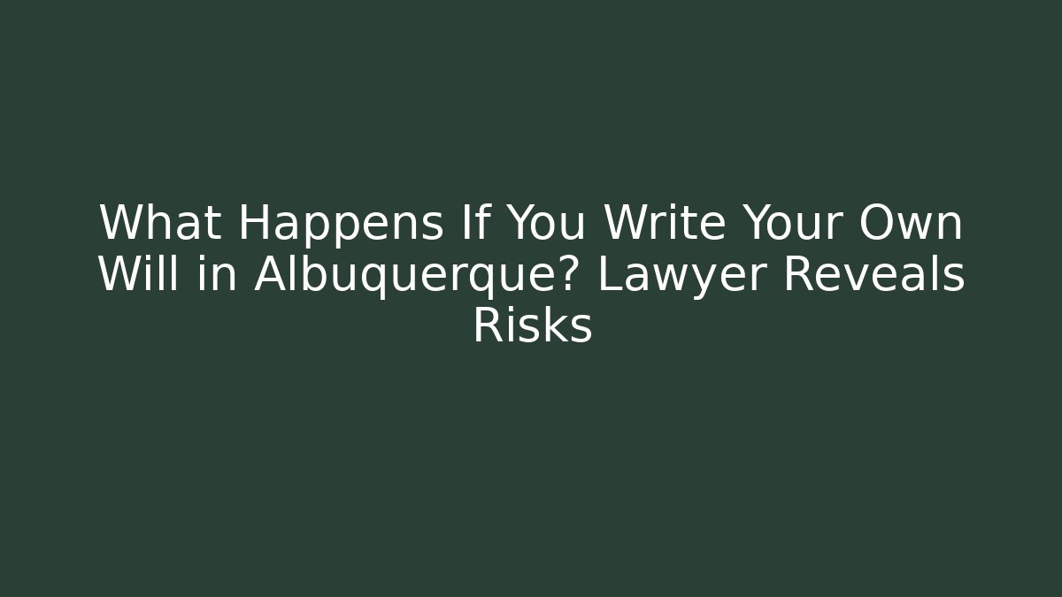 What Happens If You Write Your Own Will in Albuquerque? Lawyer Reveals Risks
