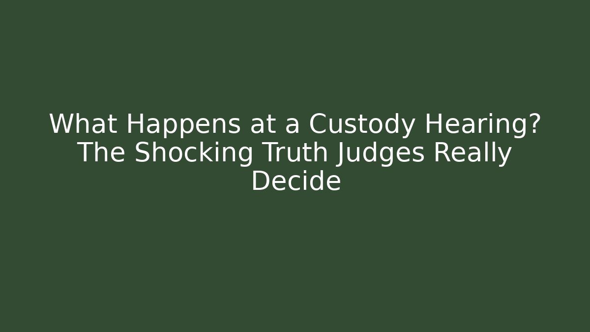 What Happens at a Custody Hearing? The Shocking Truth Judges Really Decide
