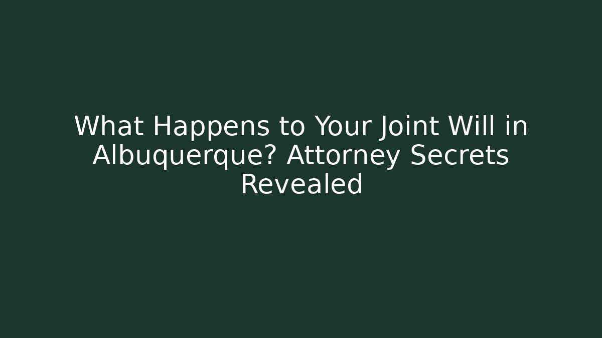 What Happens to Your Joint Will in Albuquerque? Attorney Secrets Revealed