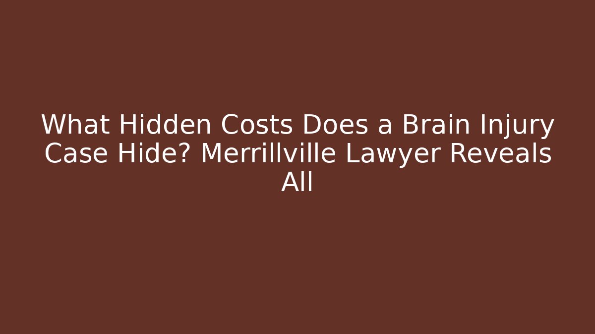 What Hidden Costs Does a Brain Injury Case Hide? Merrillville Lawyer Reveals All