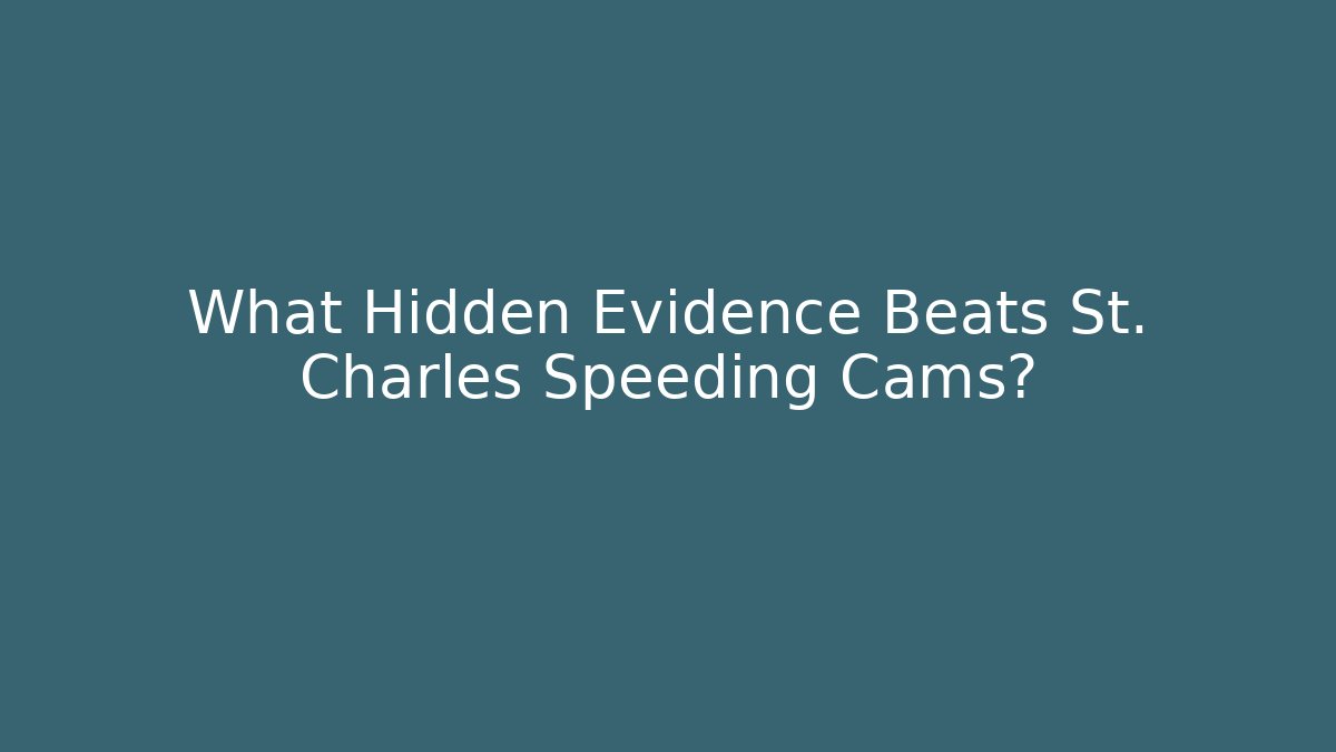 What Hidden Evidence Beats St. Charles Speeding Cams? - V Auction