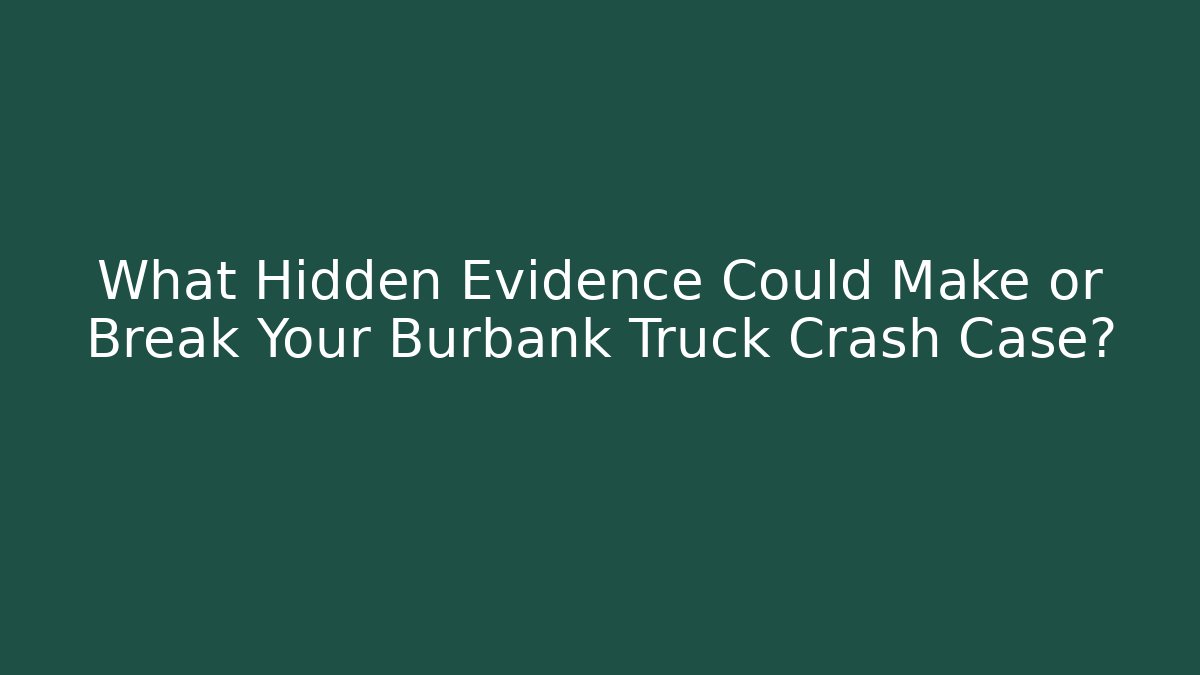 What Hidden Evidence Could Make or Break Your Burbank Truck Crash Case?