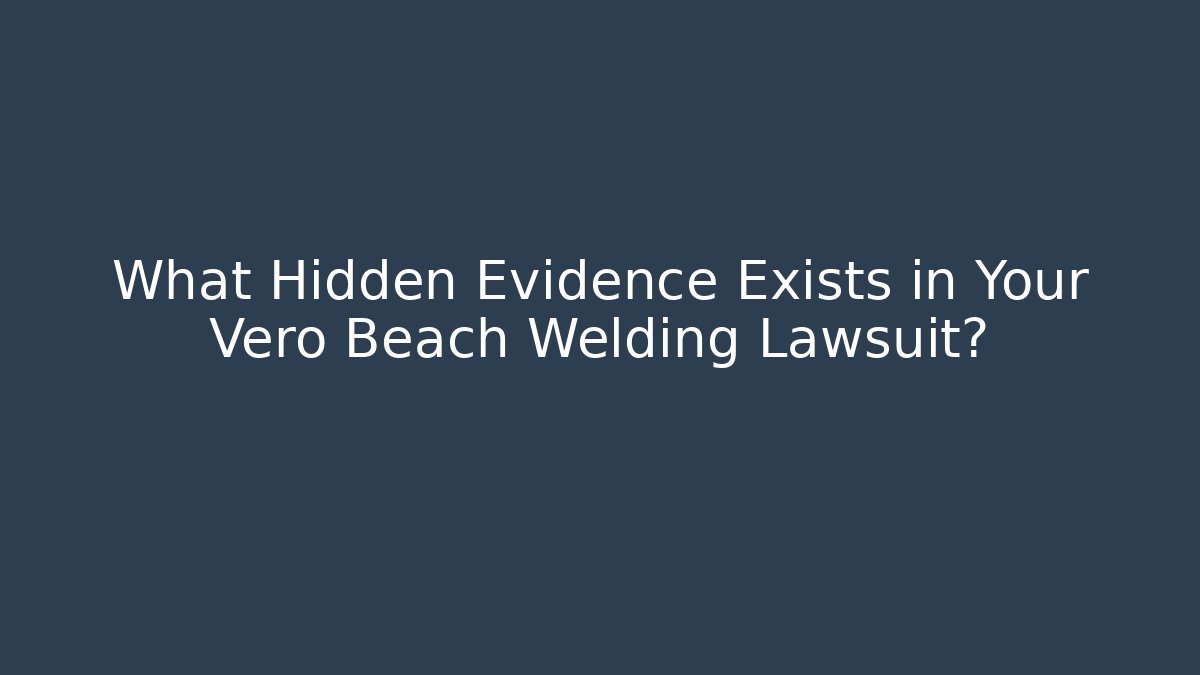What Hidden Evidence Exists in Your Vero Beach Welding Lawsuit?
