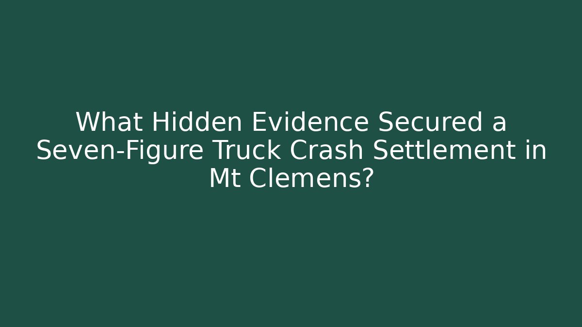 What Hidden Evidence Secured a Seven-Figure Truck Crash Settlement in Mt Clemens?