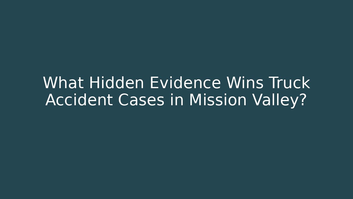 What Hidden Evidence Wins Truck Accident Cases in Mission Valley?
