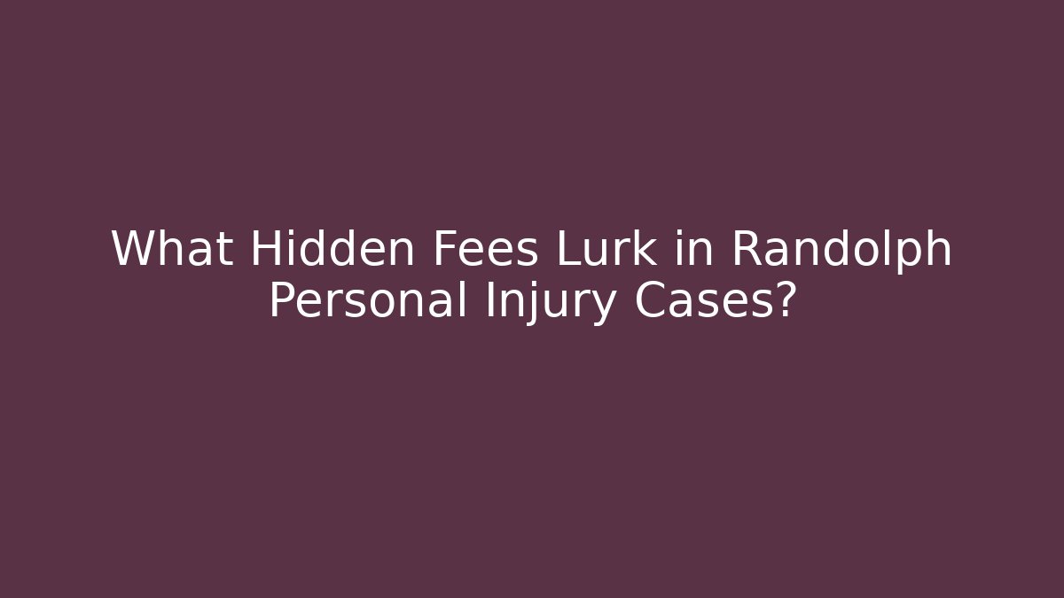 What Hidden Fees Lurk in Randolph Personal Injury Cases?