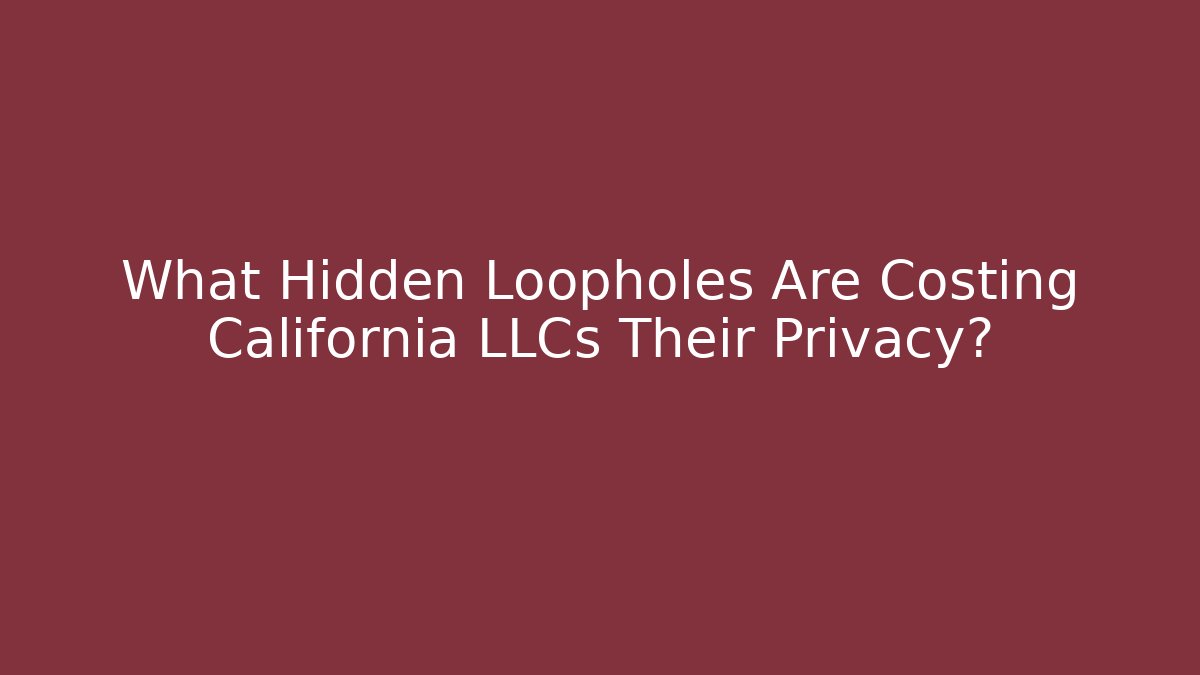 What Hidden Loopholes Are Costing California LLCs Their Privacy? - V Auction