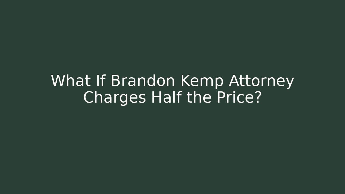 What If Brandon Kemp Attorney Charges Half the Price?