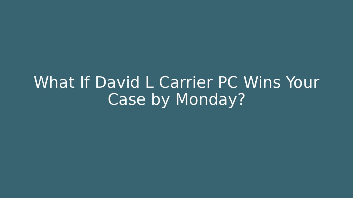 What If David L Carrier PC Wins Your Case by Monday? - V Auction