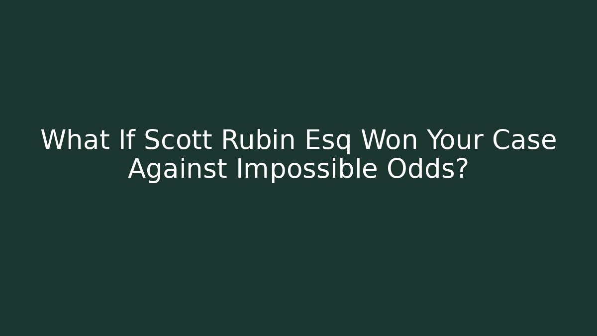What If Scott Rubin Esq Won Your Case Against Impossible Odds?