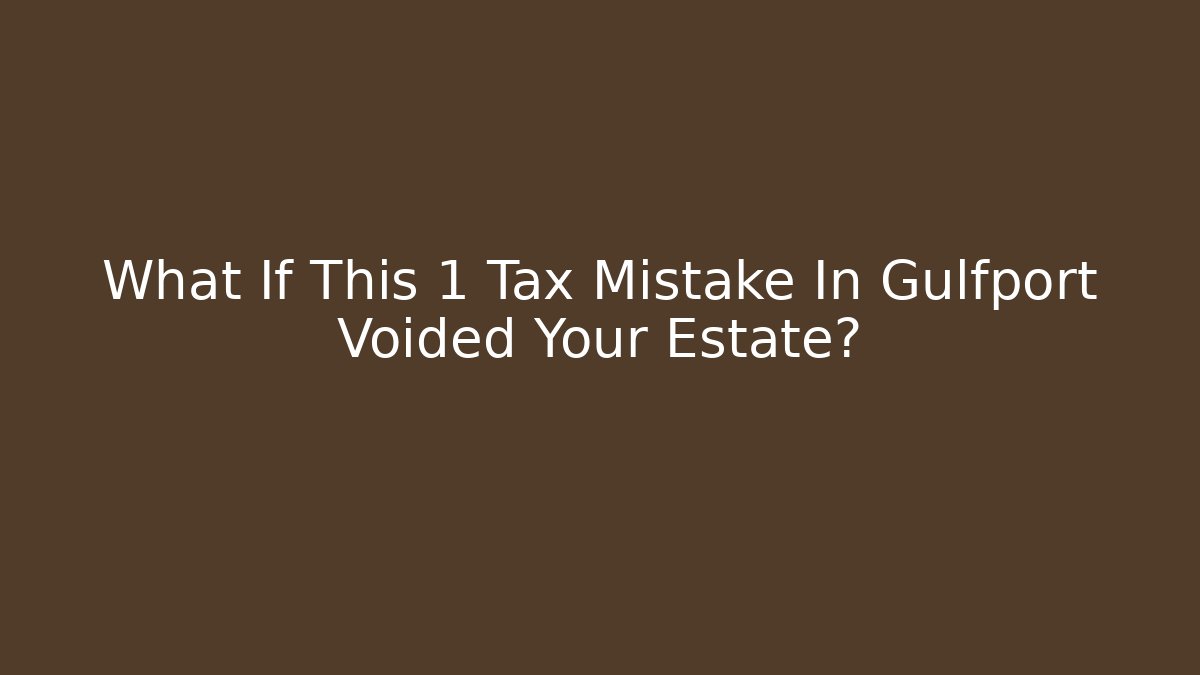 What If This 1 Tax Mistake In Gulfport Voided Your Estate?