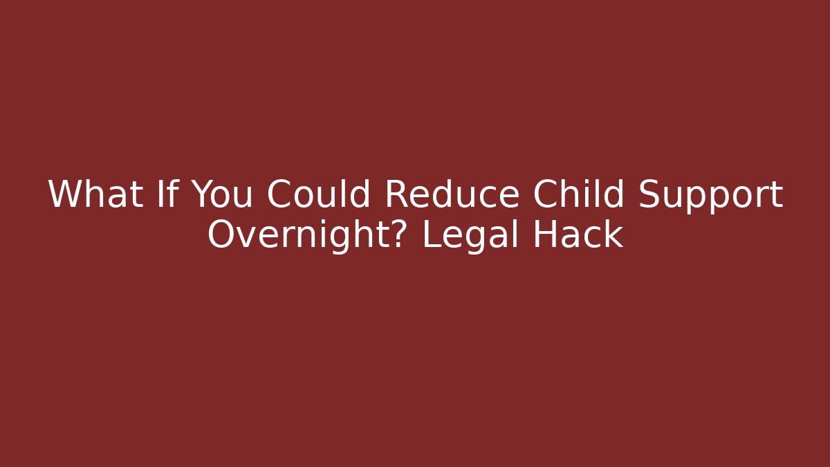 What If You Could Reduce Child Support Overnight? Legal Hack - V Auction