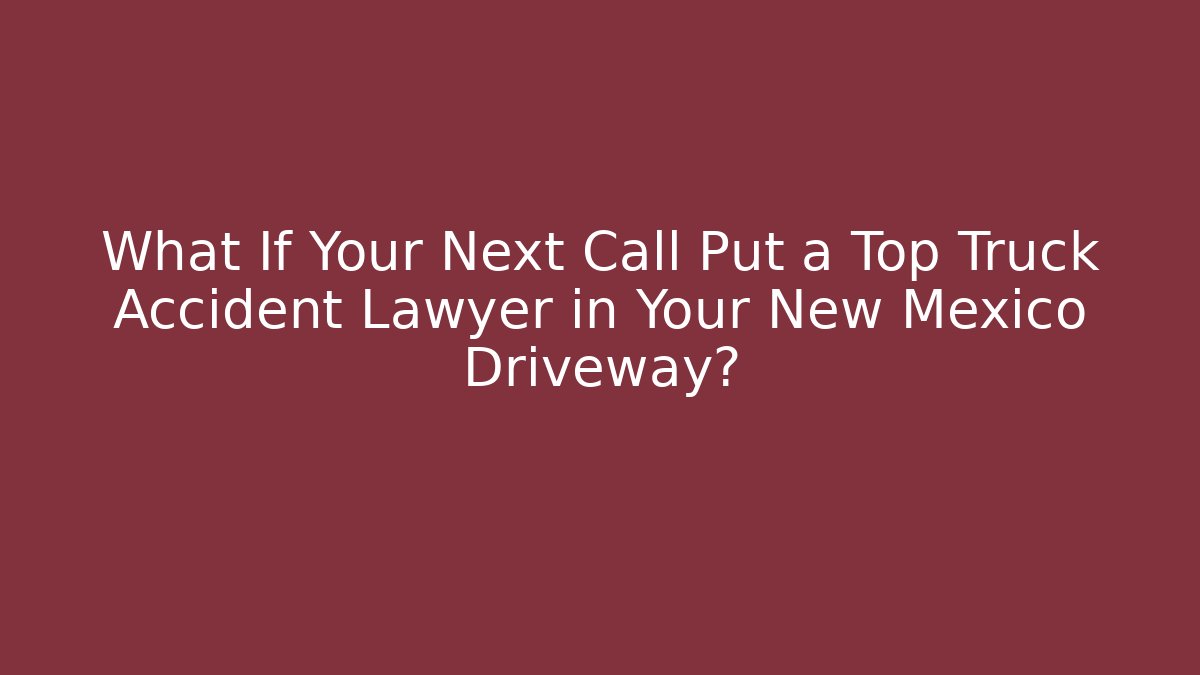 What If Your Next Call Put a Top Truck Accident Lawyer in Your New Mexico Driveway?