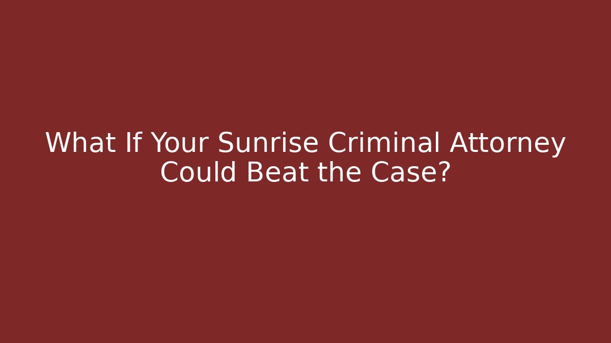 What If Your Sunrise Criminal Attorney Could Beat the Case? - V Auction