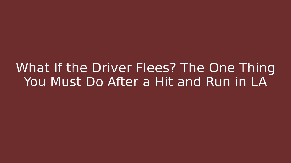 What If the Driver Flees? The One Thing You Must Do After a Hit and Run in LA