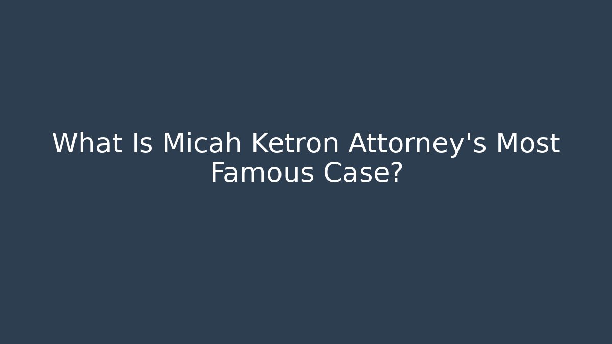 What Is Micah Ketron Attorney's Most Famous Case? - V Auction