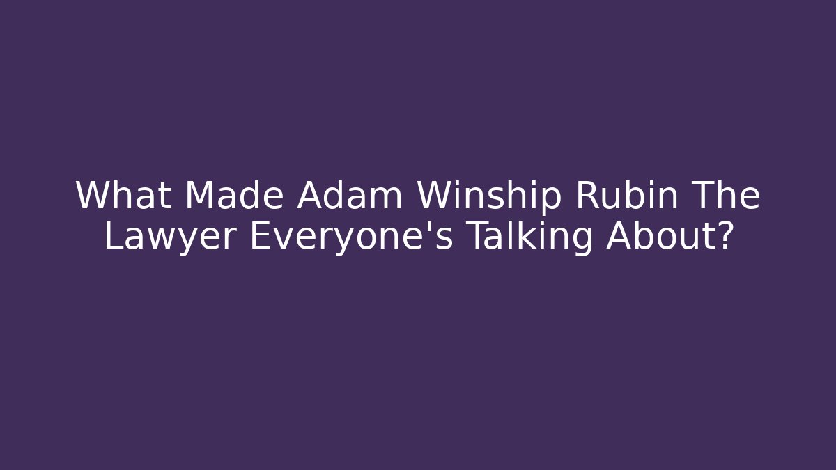 What Made Adam Winship Rubin The Lawyer Everyone's Talking About?