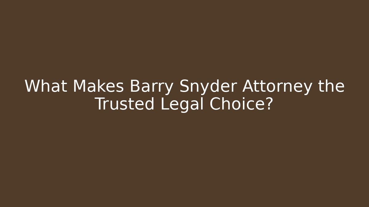 What Makes Barry Snyder Attorney the Trusted Legal Choice?