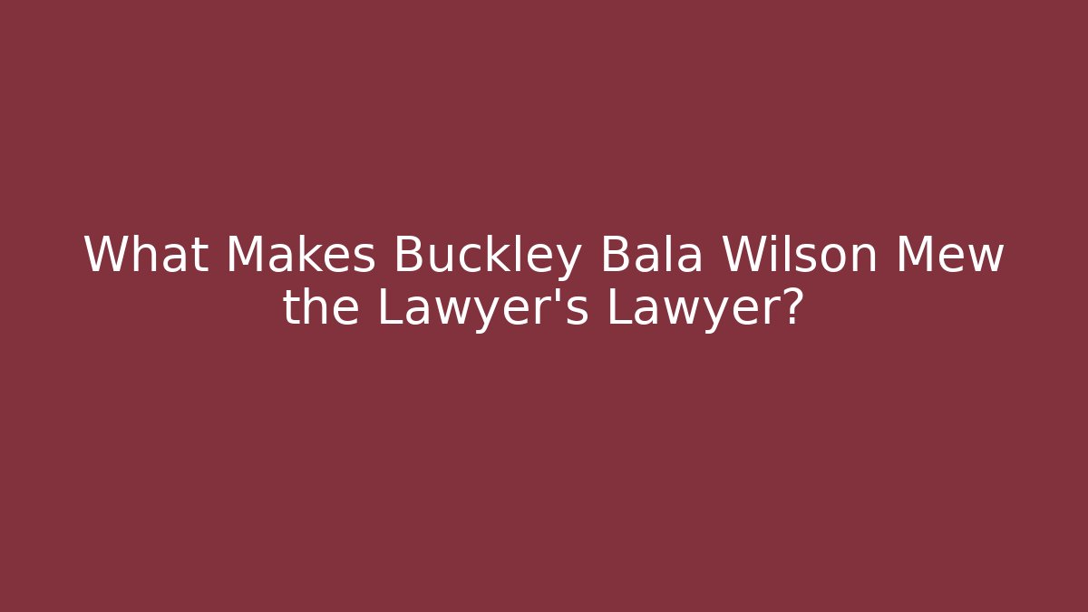 What Makes Buckley Bala Wilson Mew the Lawyer's Lawyer?