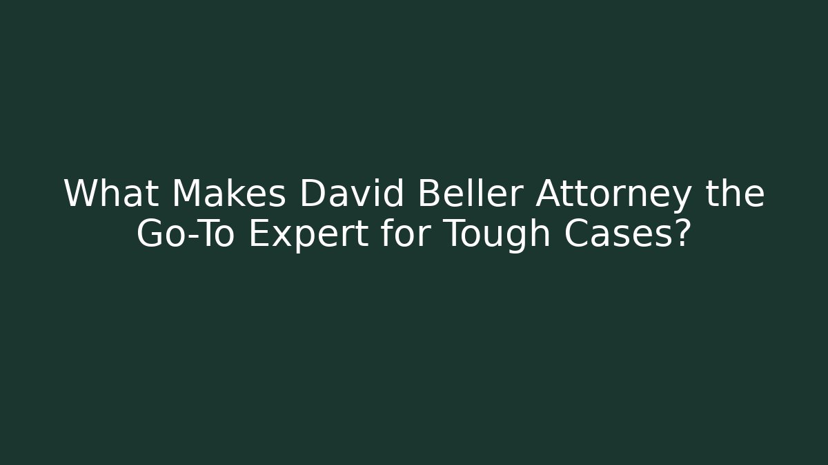 What Makes David Beller Attorney the Go-To Expert for Tough Cases? - V Auction